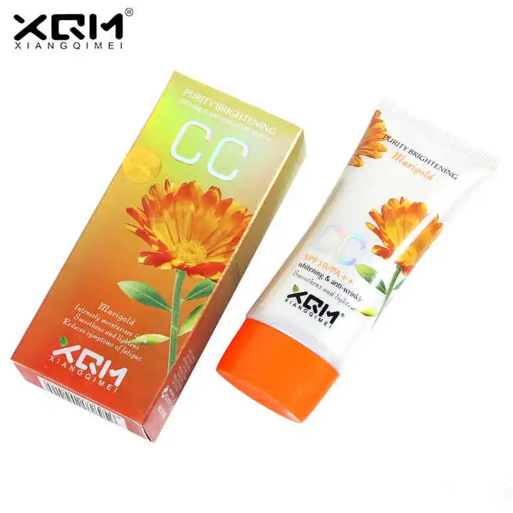 Wholesale Private Label XQM Marigold Sunscreen Liquid Foundation CC Cream Lightening Feature Hot Selling Full Coverage