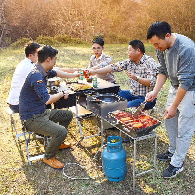 Camping Fully Equipped Picnic Table Outdoor Folding Compact Food Portable Camping Kitchen