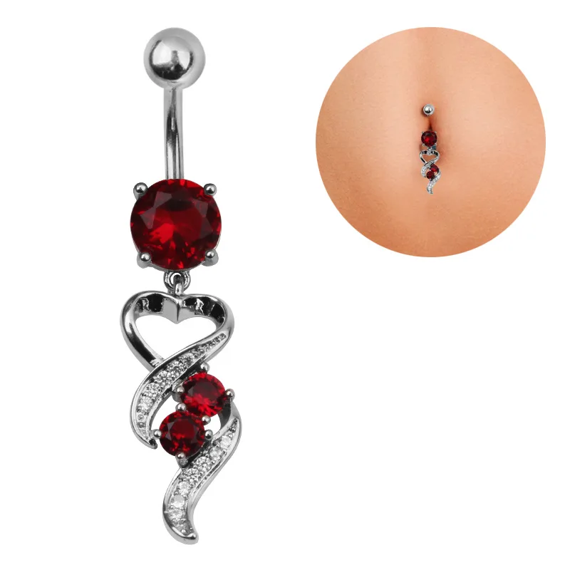 VRIUA Stainless Steel Crystal Navel Button Piercings Gem Nombril Belly Bars Sexy Ombligo Piercings Dangle Piercing