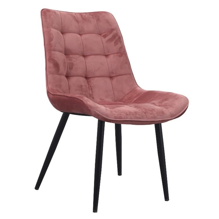 Luxury Formal Modern Style Glam Design Tufted Padded Fine Velour Dine Chair Fabric Only Dining Chairs With Armrests