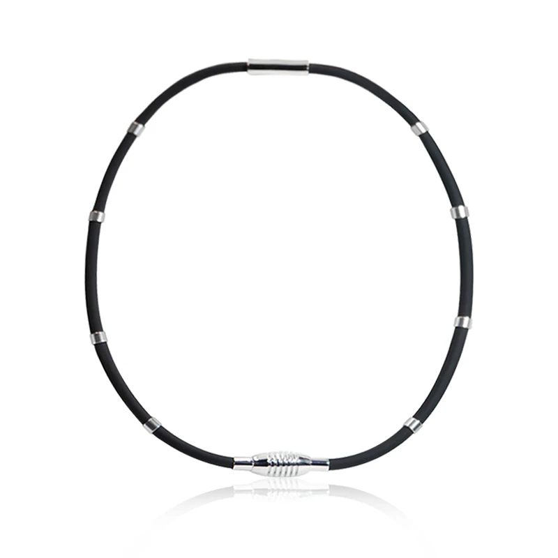 Silicone negative ion energy balance sports magnetic rings for men and women stainless steel magnetic buckle necklaces wholesale