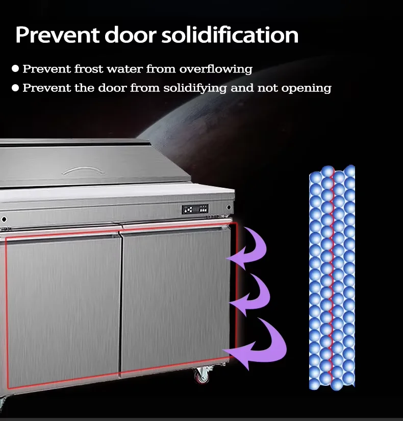 450L Pizza Freezer Workbench Refrigeration Equipment 304 Stainless Steel Counter Top Refrigerator Chiller
