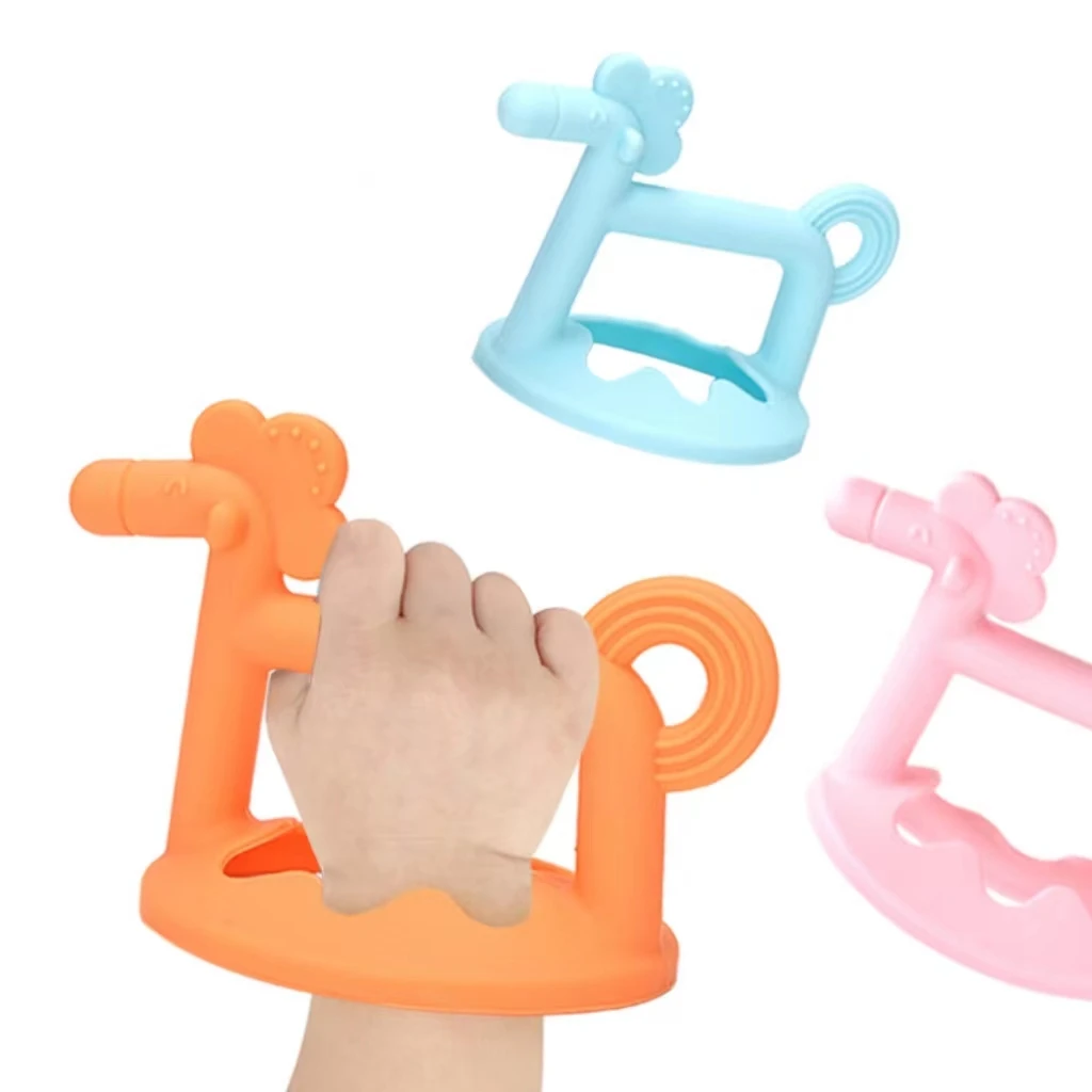 Custom Silicone Baby Teethers Anti-Dropping Horse Teething Pacifier and Hand Teethers for Sucking and Chewing