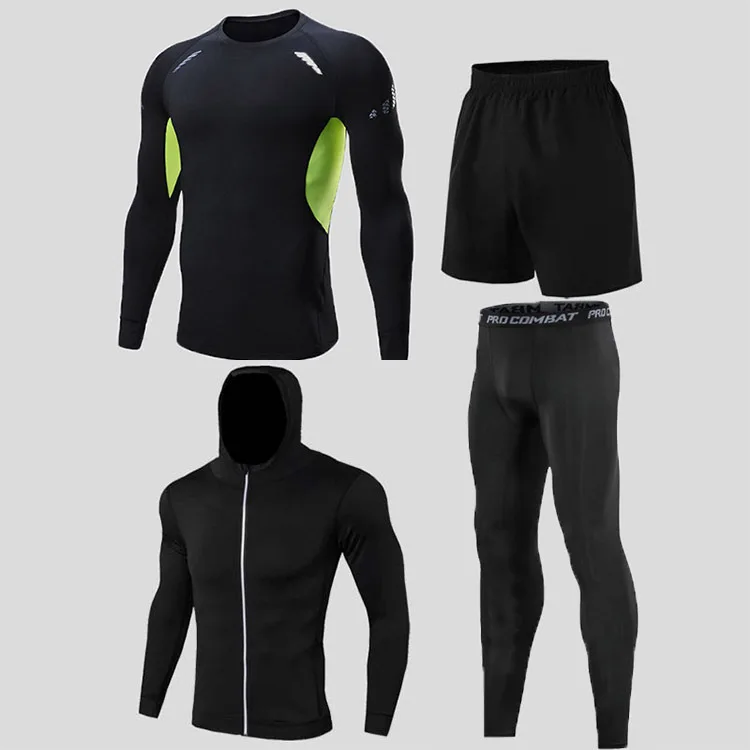 Fitness set men spring and autumn quick dry clothes sports running clothes training tights basketball equipment morning running