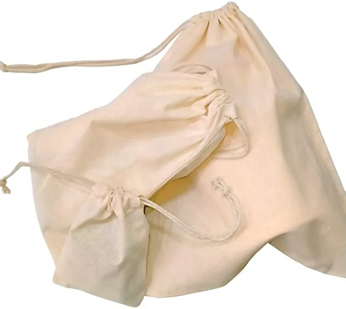 Моющиеся мешочки из натурального органического хлопка, многоразовая сумка для покупок на шнурке, мешочки