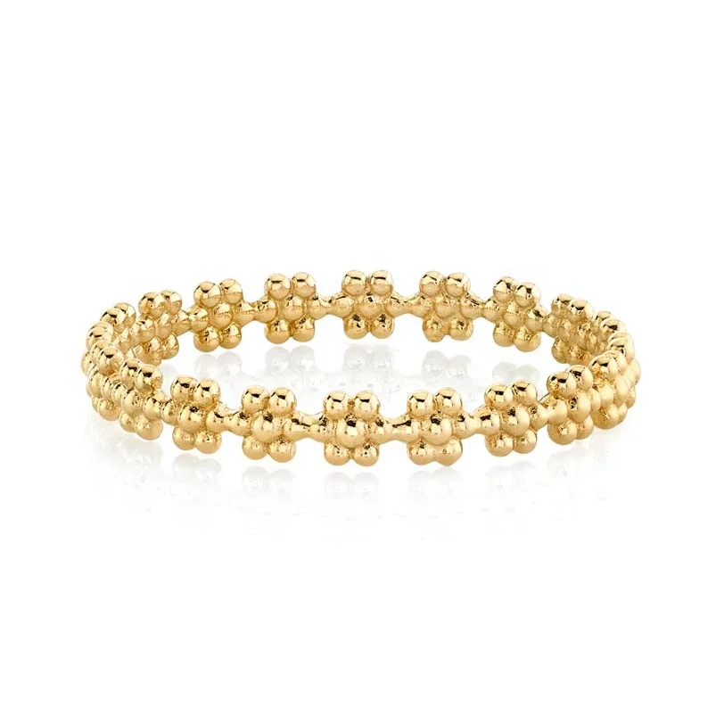 Gemnel Dainty Popular Jewelry Elegant Effect Pure Gold Plated Sweet Petite Gold Flower Ring