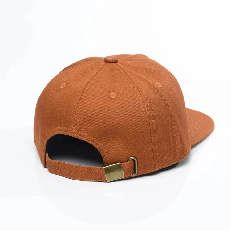 Flat Bill Unstructured Snap Back Hat Cotton Twill 5 Panel Hat Cap