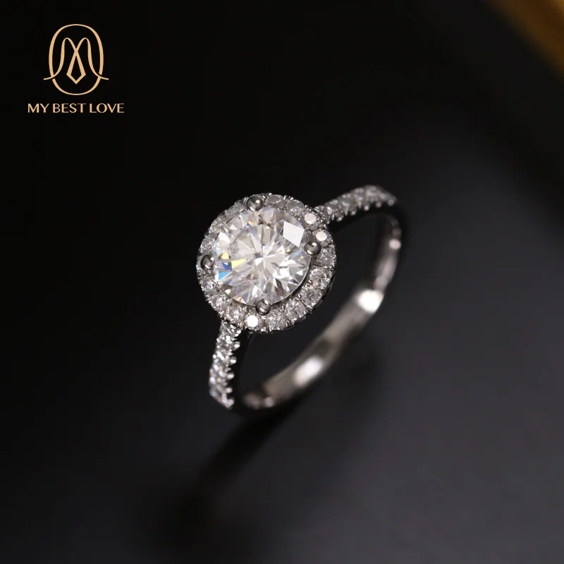 18K Gold 1 Pcs Custom Gra Moissanite Engagement Rings 5 Carat Round Emerald Pear