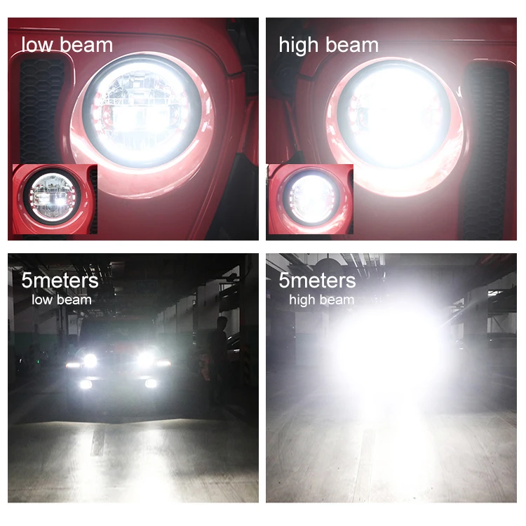 Dot E9 High Power 50W Car Turn light 6000K 7000K 12V 24V Round 7inch LED Headlight For Jeep Wrangler