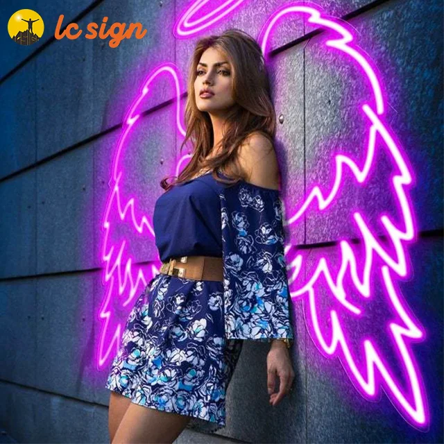 Fashion Custom Big Angel Wings Fashion Decoration Led Neon Sign for Party Decoration