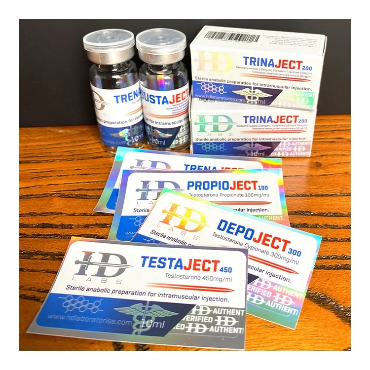 Custom brand laboratories label injection TEST P100 10ml steroides oil vial labels box