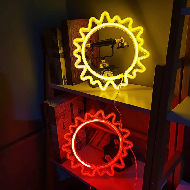 LED Sun neon net Red hanging wall decoration atmosphere Christmas holiday room decoration