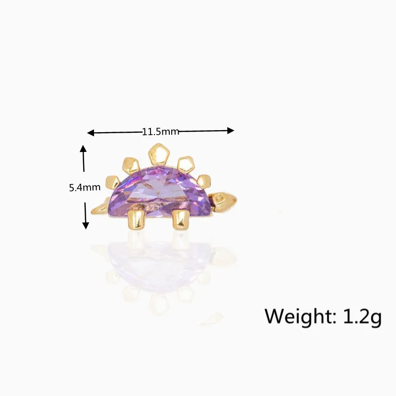  Mini animals earrings piercing jewelry stainless steel rod zircon forest series gold plated rotary ball