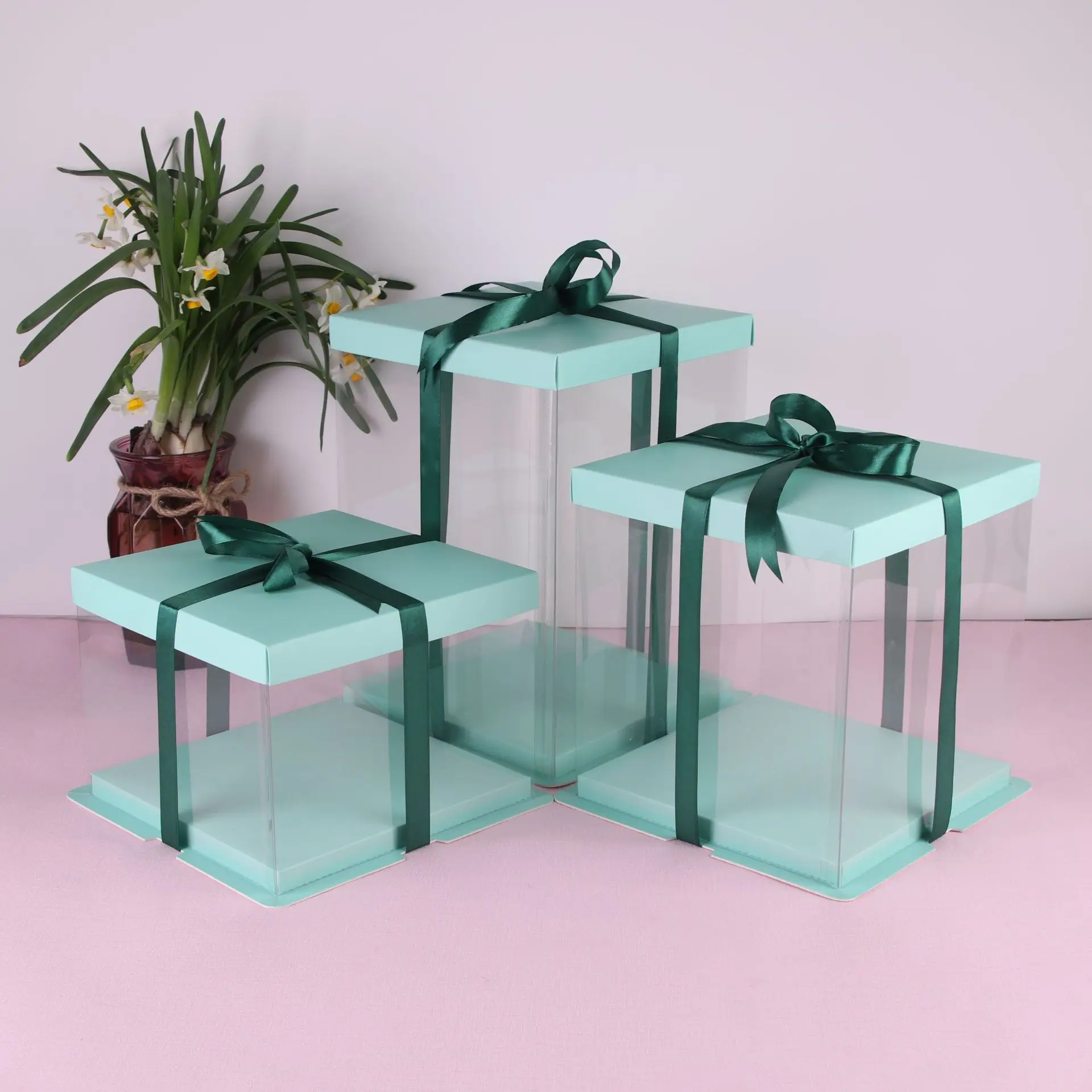 
Wholesale Kraft Paper Hard Plastic Cake Box Clear Container Transparent Cake Box With Lid 