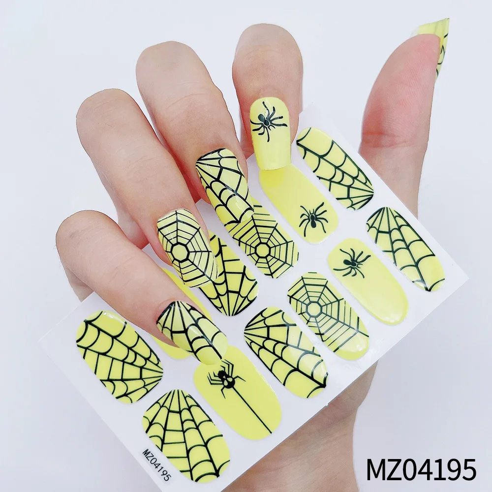 Halloween 3D Embossed Skull Nail Stickers Matte Finish Nail Art Decals For Diy Manicure with nail file Full Cover