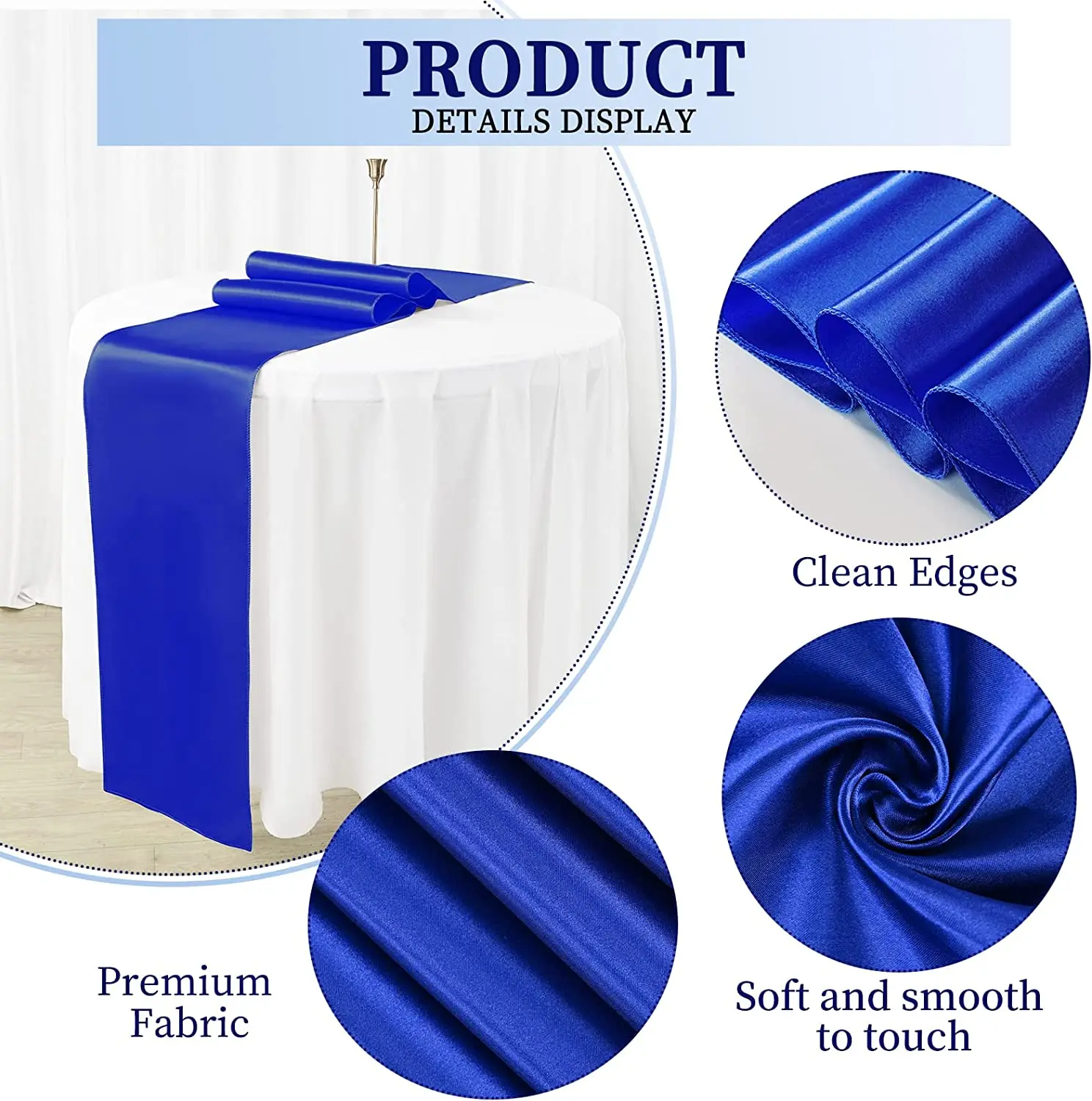 Custom Disposable Round Plain White Thick Opaque Table Cover Cloth Blue Runway Dining Wedding Birthday Party Plastic Tablecloth