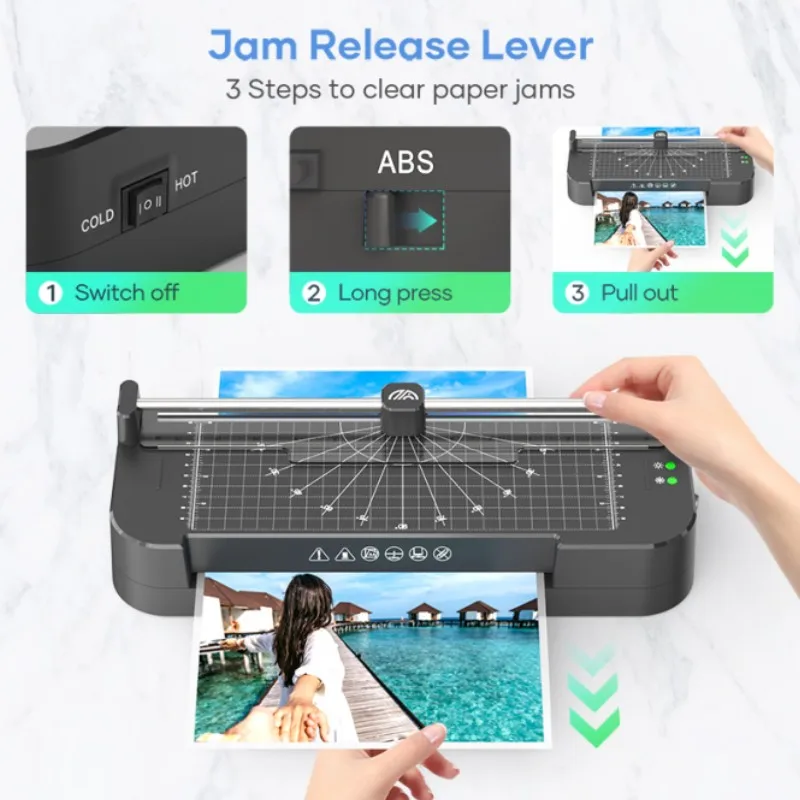 FN336 ABS Manual Release Lever 350mm/min Laminating Dual Size Hot Cold Press A4 Lamination Machine