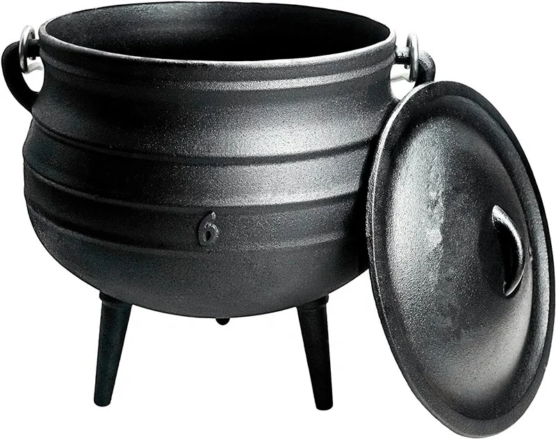 South Africa Potjie Cast Iron 3 Leg Pots Size  4 Outdoor Soup Dutch Oven Cast Iron Pot for Camping Cooking Cauldron Pre-seasoned