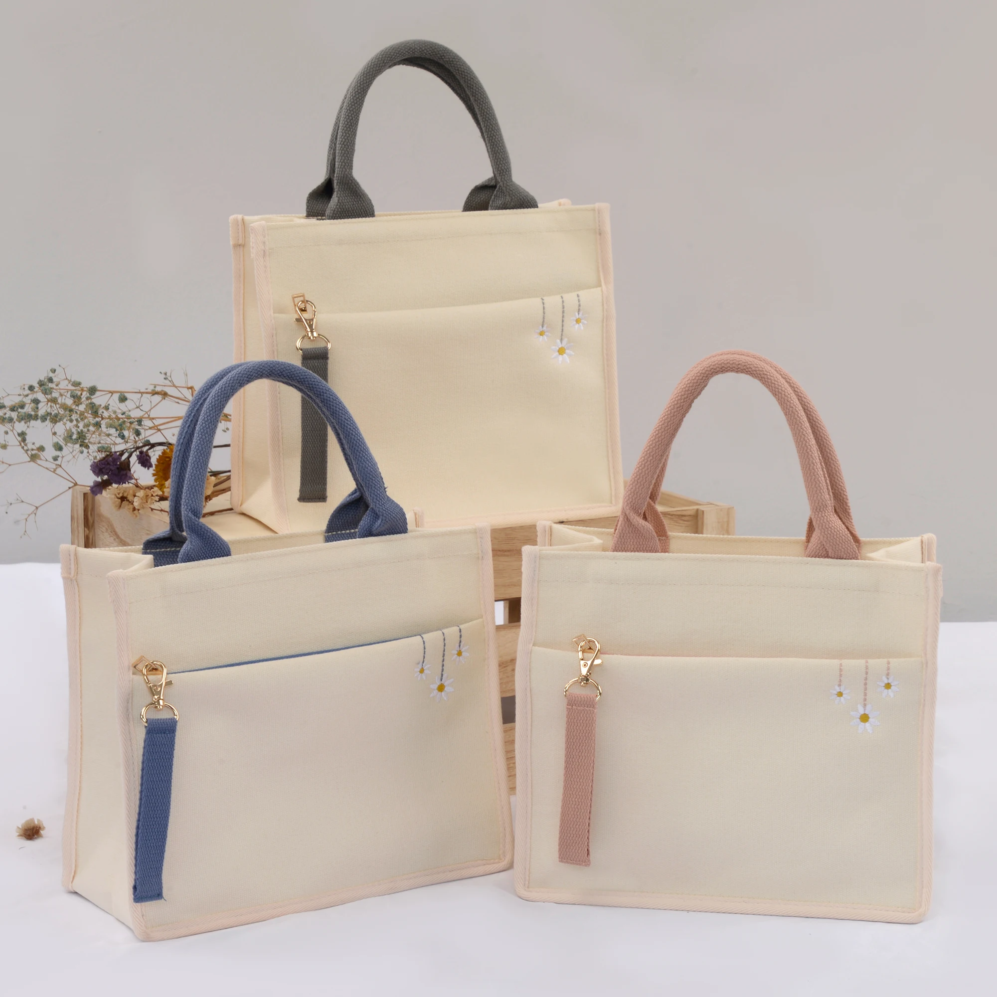 Women Waterproof Personalized embroidered  Handbag Canvas Tote Bag with Zipper Closure, Gifts for Friends Bride