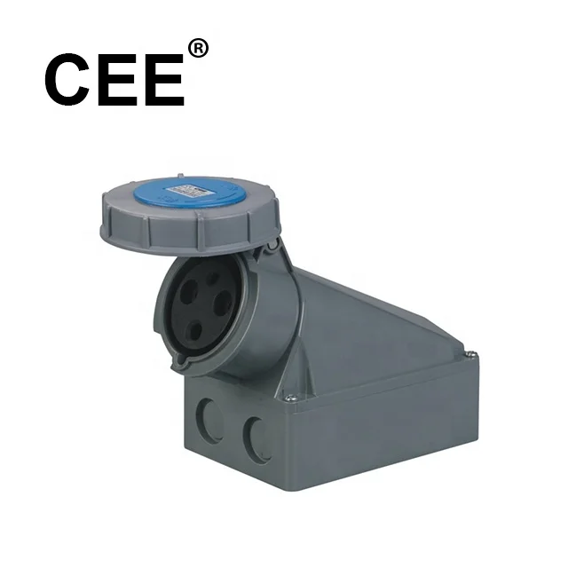 CEE Blue 63A 220-250V 3 pins 2P+E IEC standard wall mounted socket industrial plug & socket