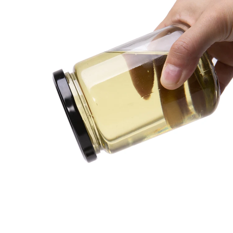 Food Grade 12oz 350ml Clear Round Glass Honey Candy Pickles Jars with Metal Lids
