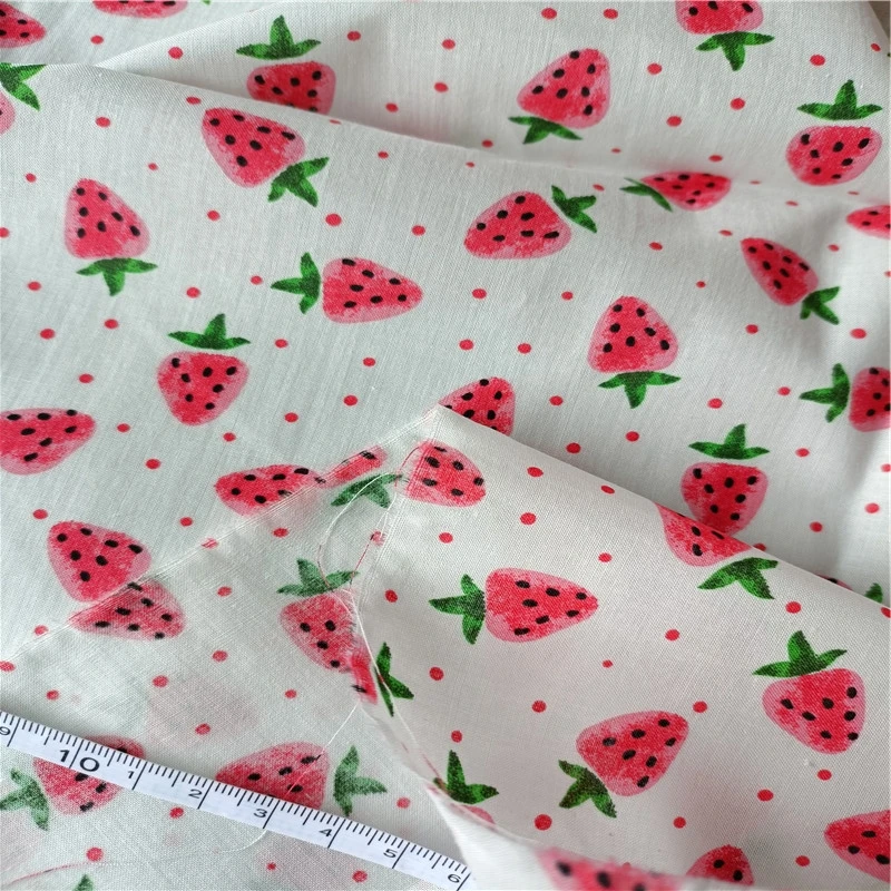 Strawberry printing Cotton voile printed poplin chiffon fabric