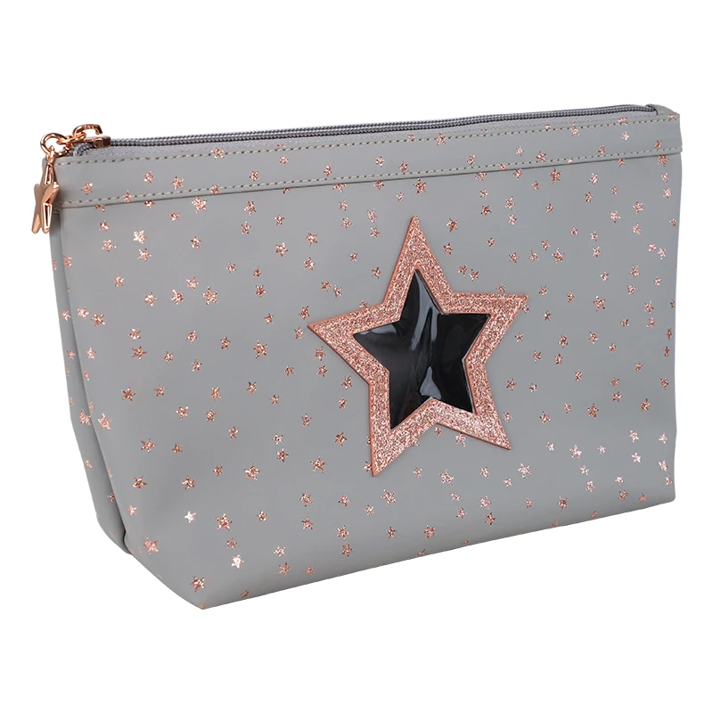 High quality leather quilted make up bag with travel portable