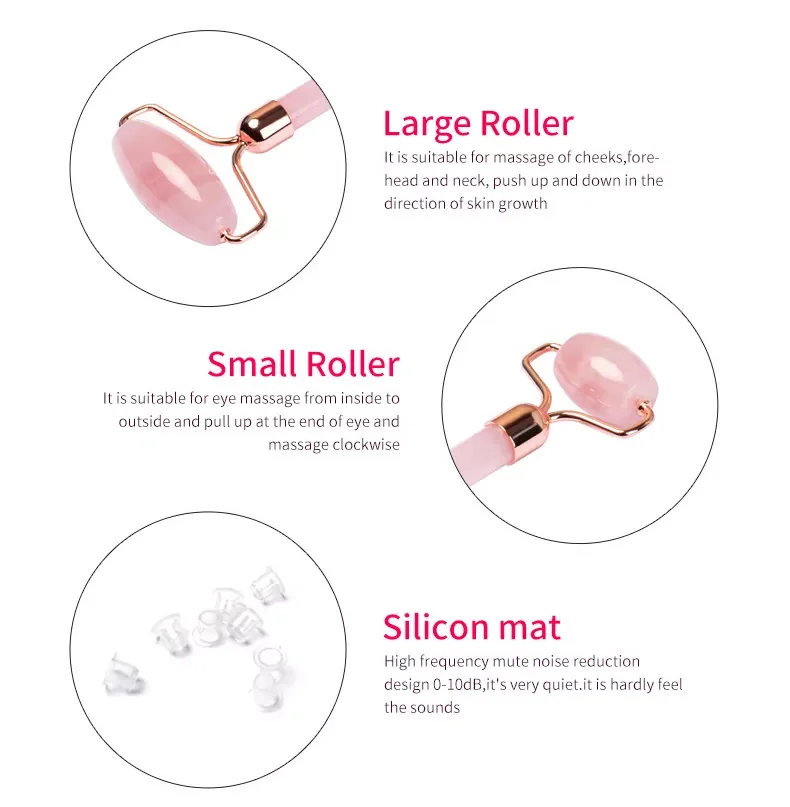 100% Natural Pink Jade Roller Gua Sha Tools Facial Guasha Rodillo De Jade Stone Jade Massage Roller For Body
