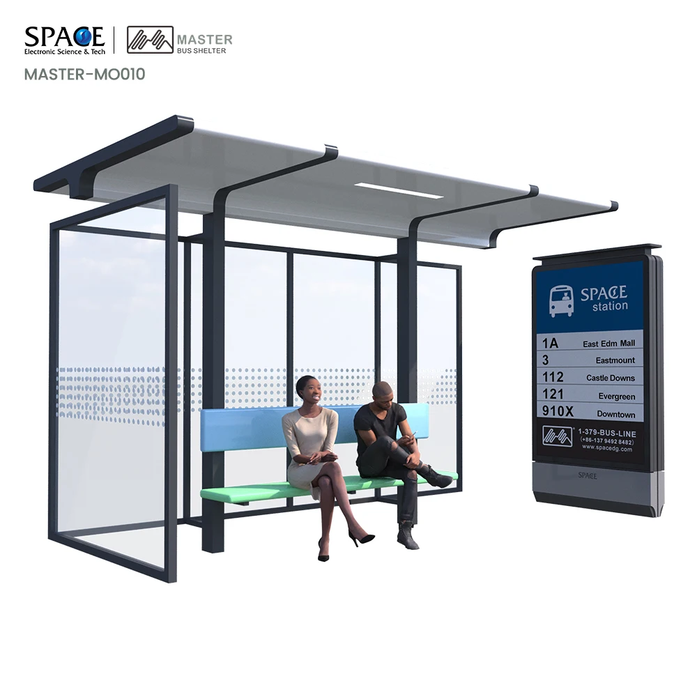 ODM / OEM Outdoor Road Sided Smart Bus Shelter Stop Station