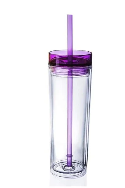 Straw Skinny Acrylic Tumbler CLASSIC Mugs Drinkware Giveaways Factory Price Wholesale Skinny Tumbler Plastic BPA Free 16oz