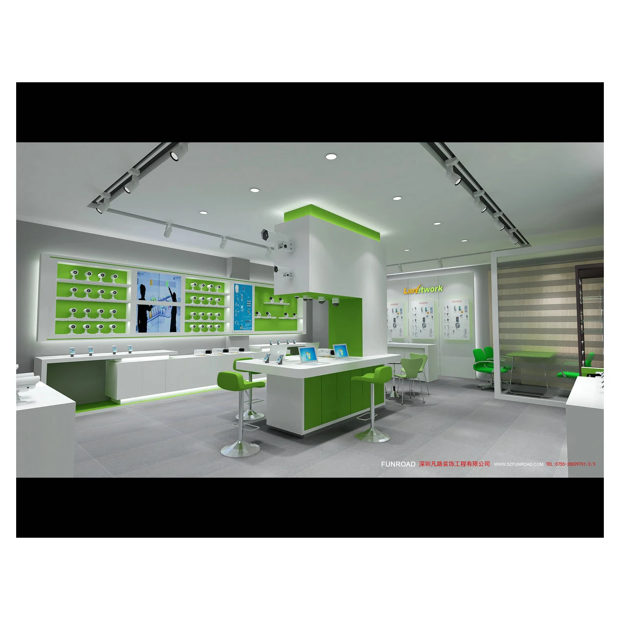Creative Security Monitoring Store Interior Design CCTV Camera Electronic Showroom Display Fixtures
