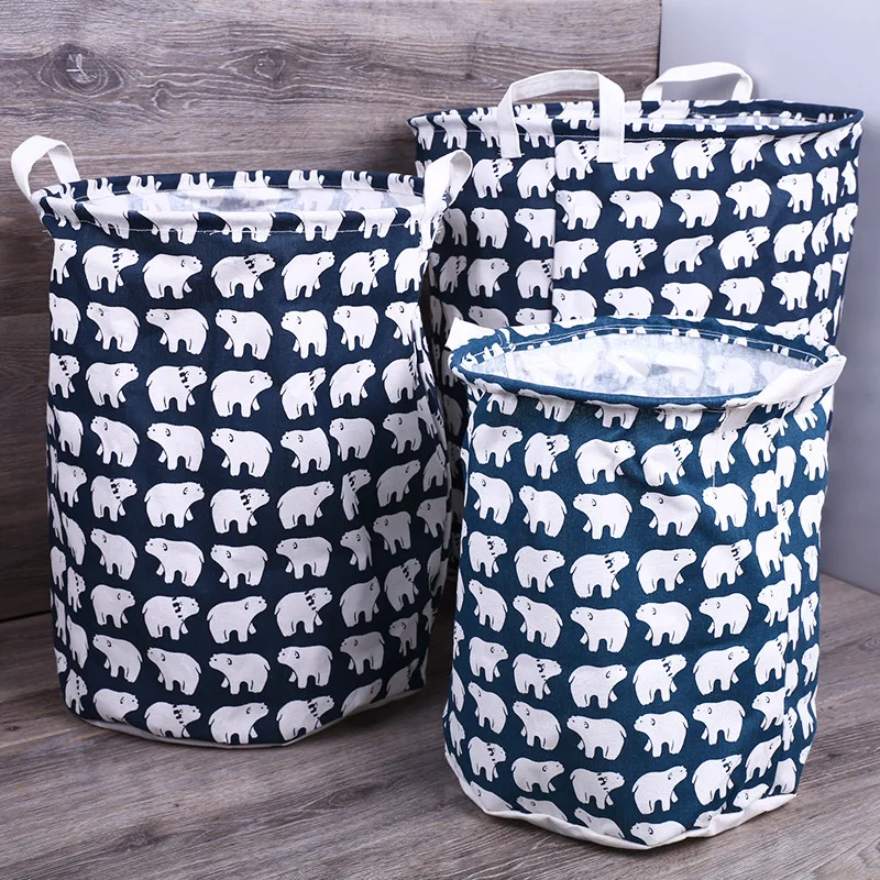 Wholesale  Laundry Basket Hamper Cotton Fabric Laundry  Nursery Toy  Storage Basket for Clothes Storage