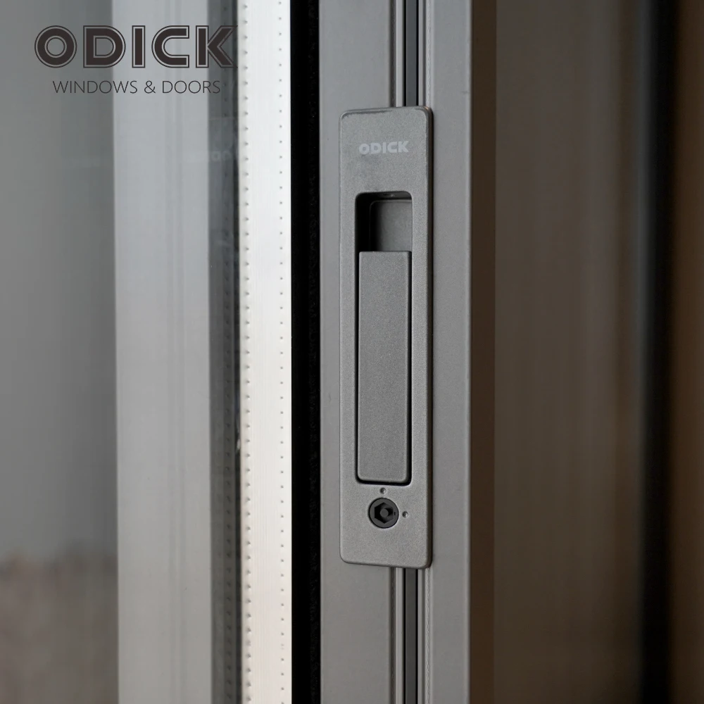 ODICK American aluminum alloy sliding window High security large double tempered glass french windows thermal break custom