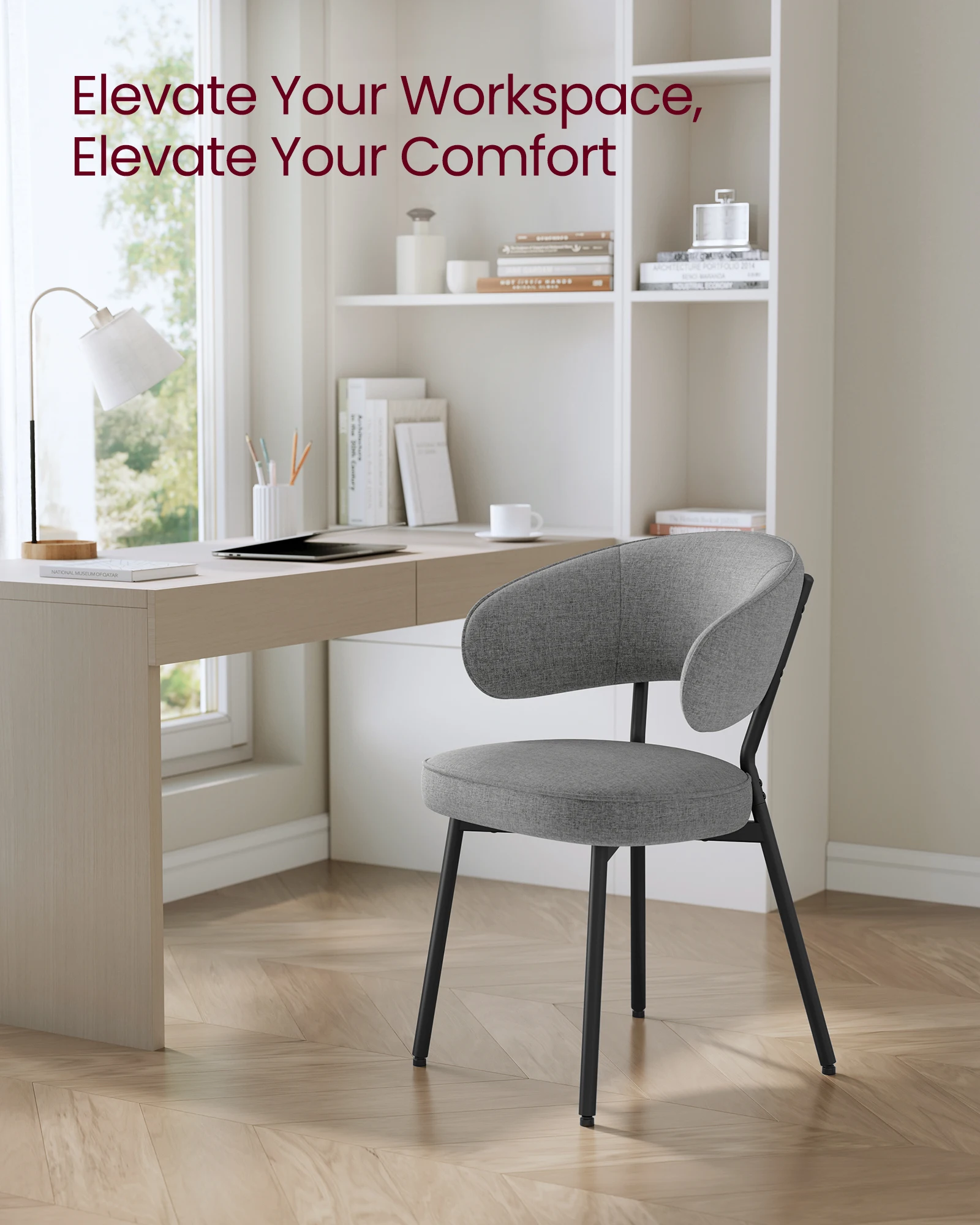 VASAGLE New Modern Dining Room Upholstered Fabric Hollow Back Dining Chair