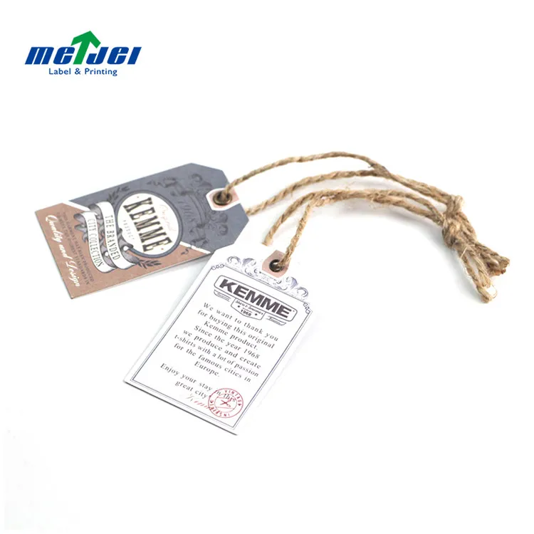 Custom Luxury Garment Swing Tags Clothes Label Print Name Logo Plastic Hang Tag With String Paper Hangtags For Clothing Own Logo