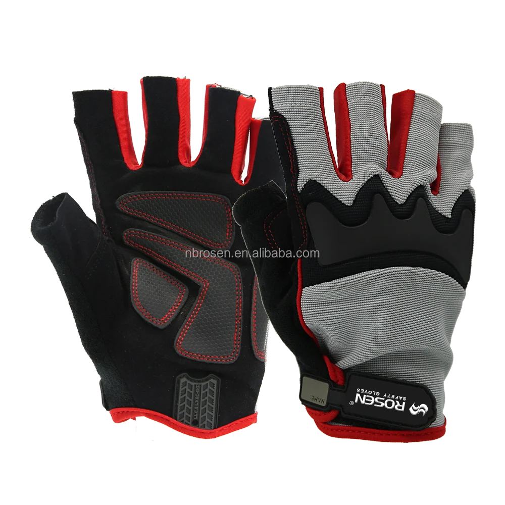 Half-Finger Mittens Tactical Microfiber Synthetic Leather Fingerless Motorcycle Anti-Vibration Mechanic Construction Gloves