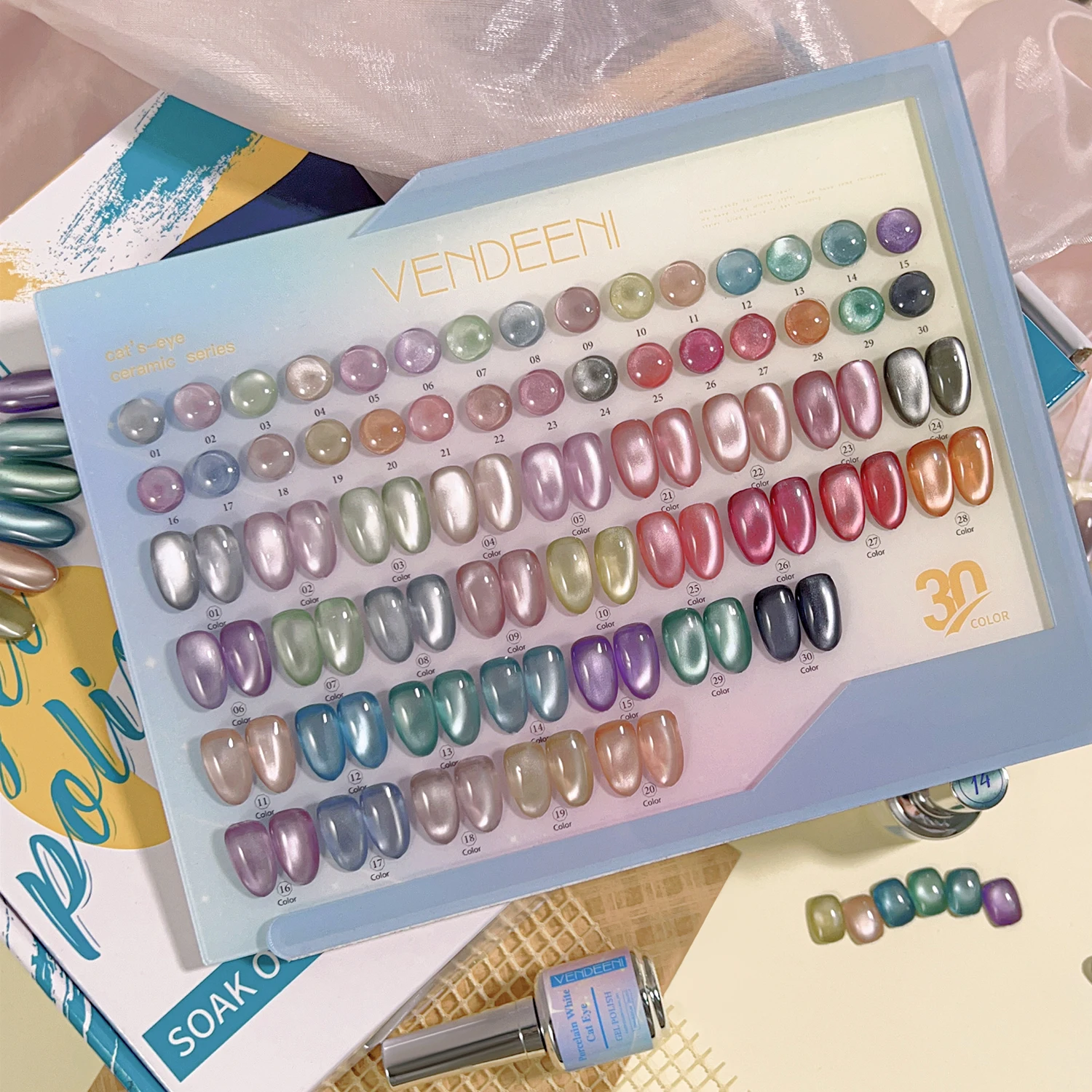 Гель-лак для ногтей кошачий глаз 30 цветов 15 мл