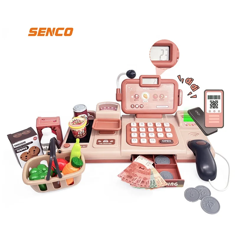 kids education shopping diy electronic toy cash register toy cash register scanner toy cash register with microphone