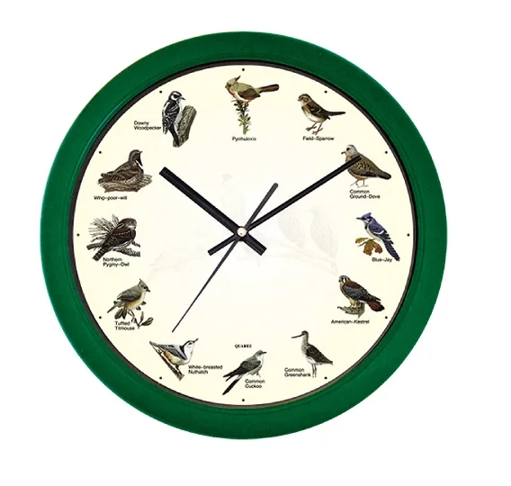 12 inch bird singing musical plastic wall clock bird sound alarm clock