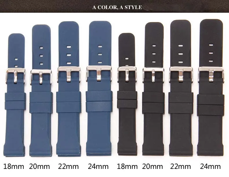Ремешок силиконовый для часов, спортивный Мягкий Силиконовый браслет с пряжкой из нержавеющей стали, аксессуары для смарт-часов, 22 мм 24 мм