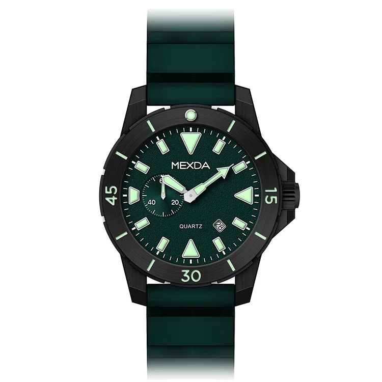 Mexda brand wholesale custom logo quartz movement black silicone band sport man big case Automatic diver watch