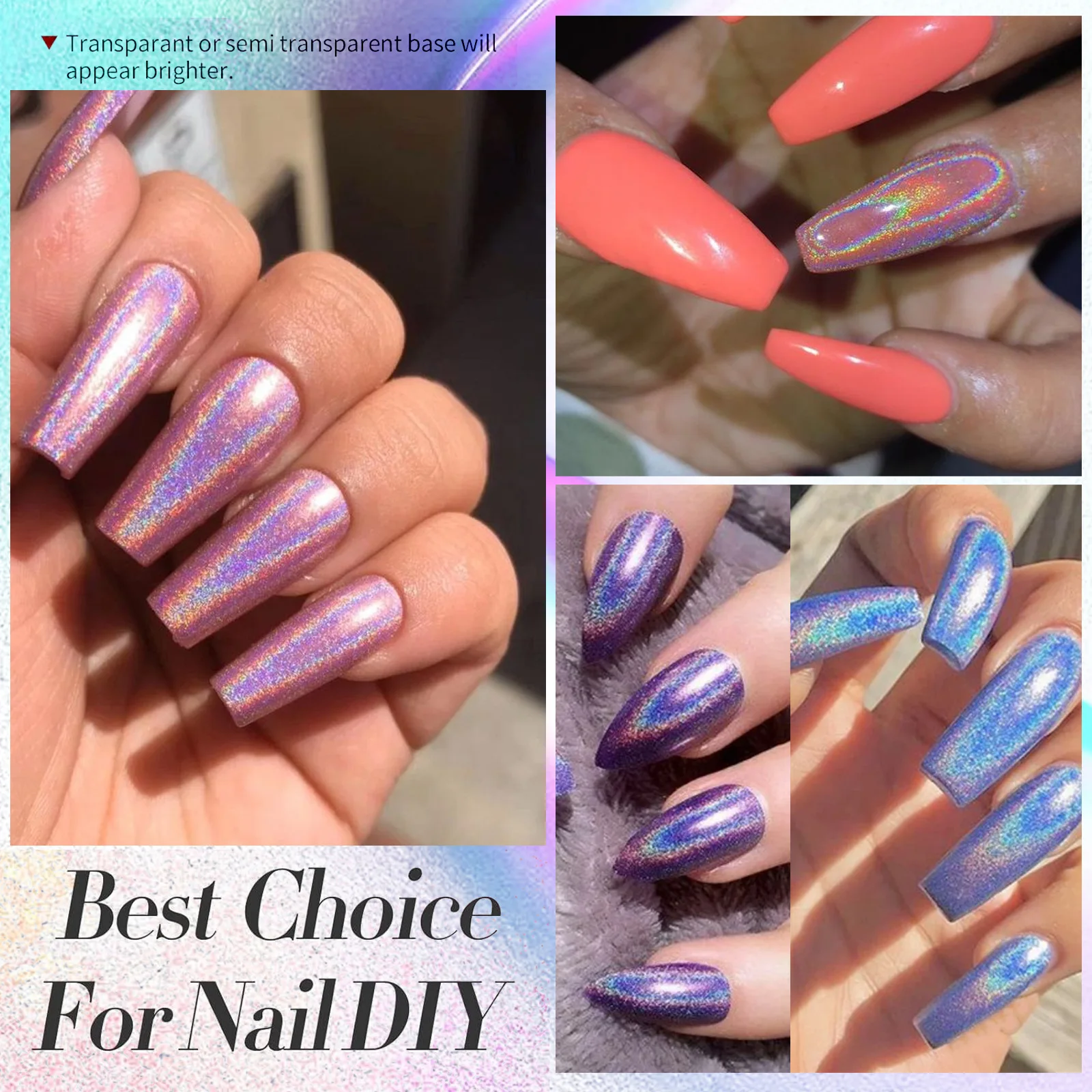 8 Colors Laser Mirror Effect Nail Art Pigment Powder Design Acrylic Nail Magic Mirror Powder