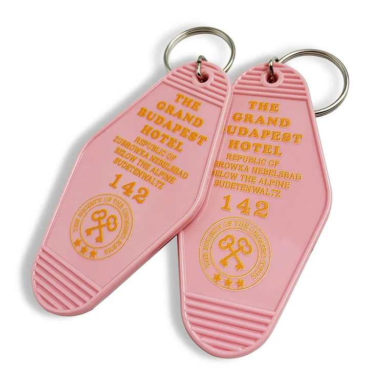Custom Logo Promotional Blank Plastic Retro Vintage Motel Hotel Room Motel Keychain Keytag
