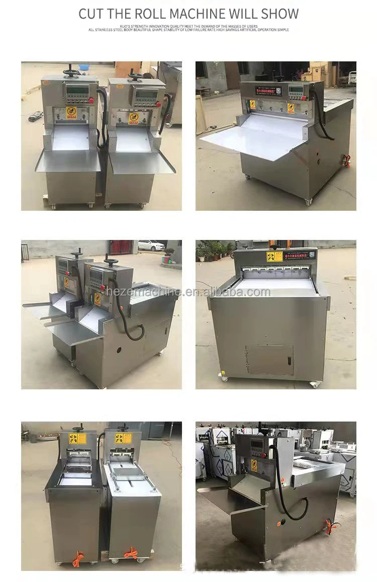 Frozen Beef Roll Slices Cutting Machine|chilled Mutton Slices Chopping Mechanism|freezing Meat Roll Pieces Cutter Sh Meat Slicer