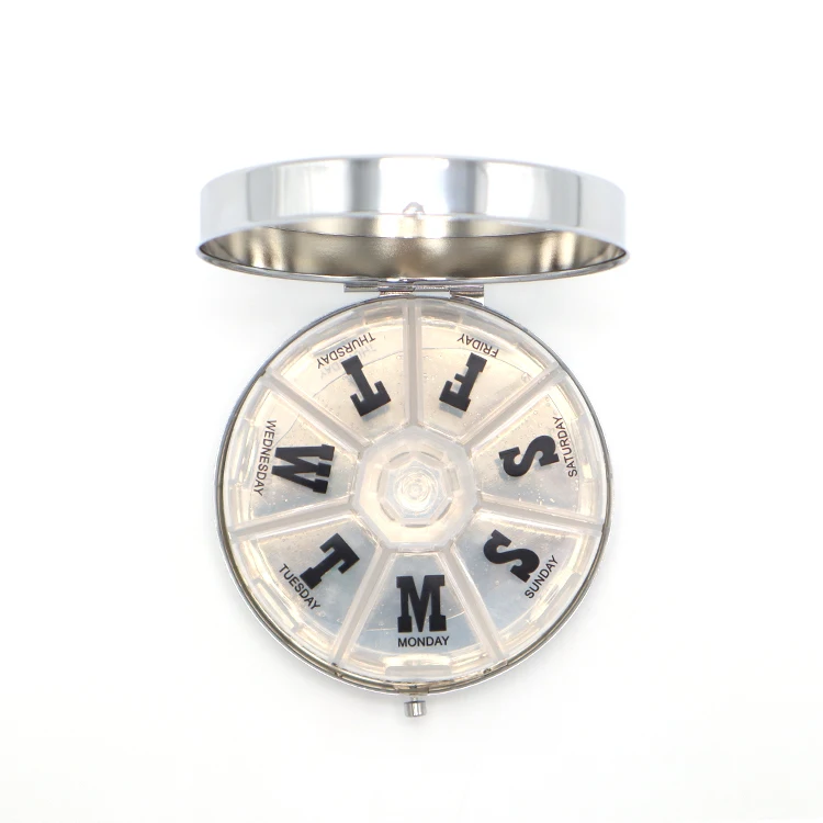 Переработка 7 дней дорожный контейнер для таблеток коробка для драгоценностей контейнер для таблеток из нержавеющей стали металлический контейнер для хранения лекарств с зеркалом