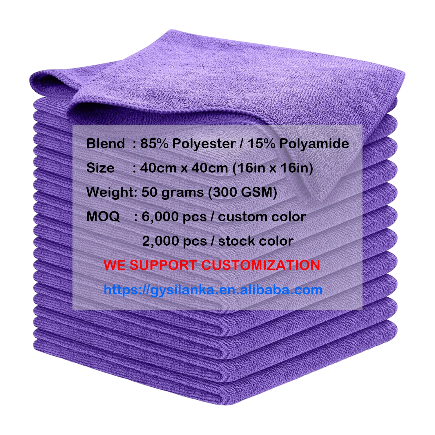 300gsm 40cm x40cm  Microfiber Cleaning Cloths  Best Seller in Reusable Cleaning Cloths made by Direct Microfiber Manufacturer