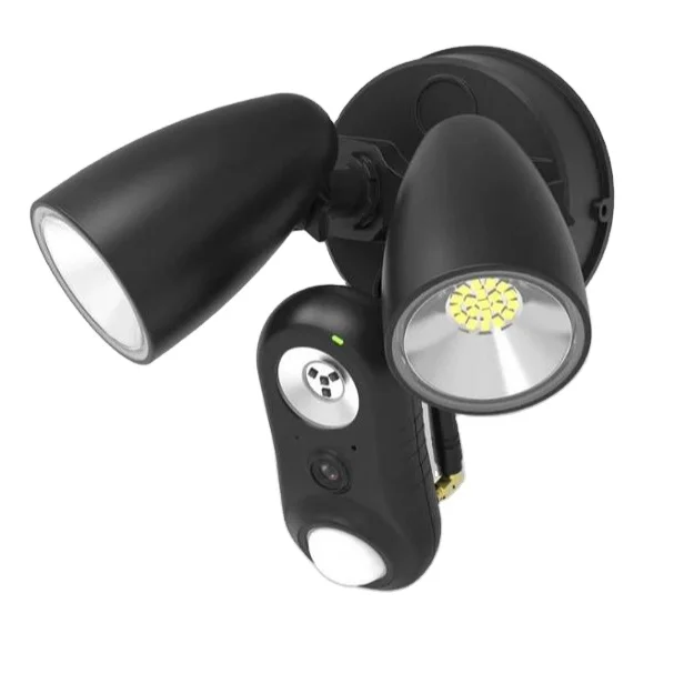
wifi double head security floodlight camera outdoor led smart mesh pir motion sensor garden light with app control 