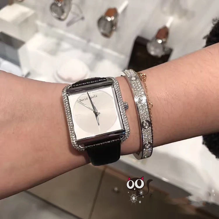 MK original brand Watches Charm Fashion Lady Stone Auto Brand Elegance square quartz Watch For Girls New Design Women Wristwatch