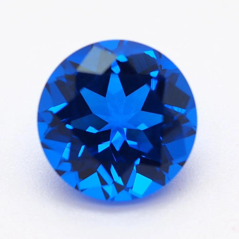 China gemstones manufacturer round cut lab created blue sapphire spinel gems