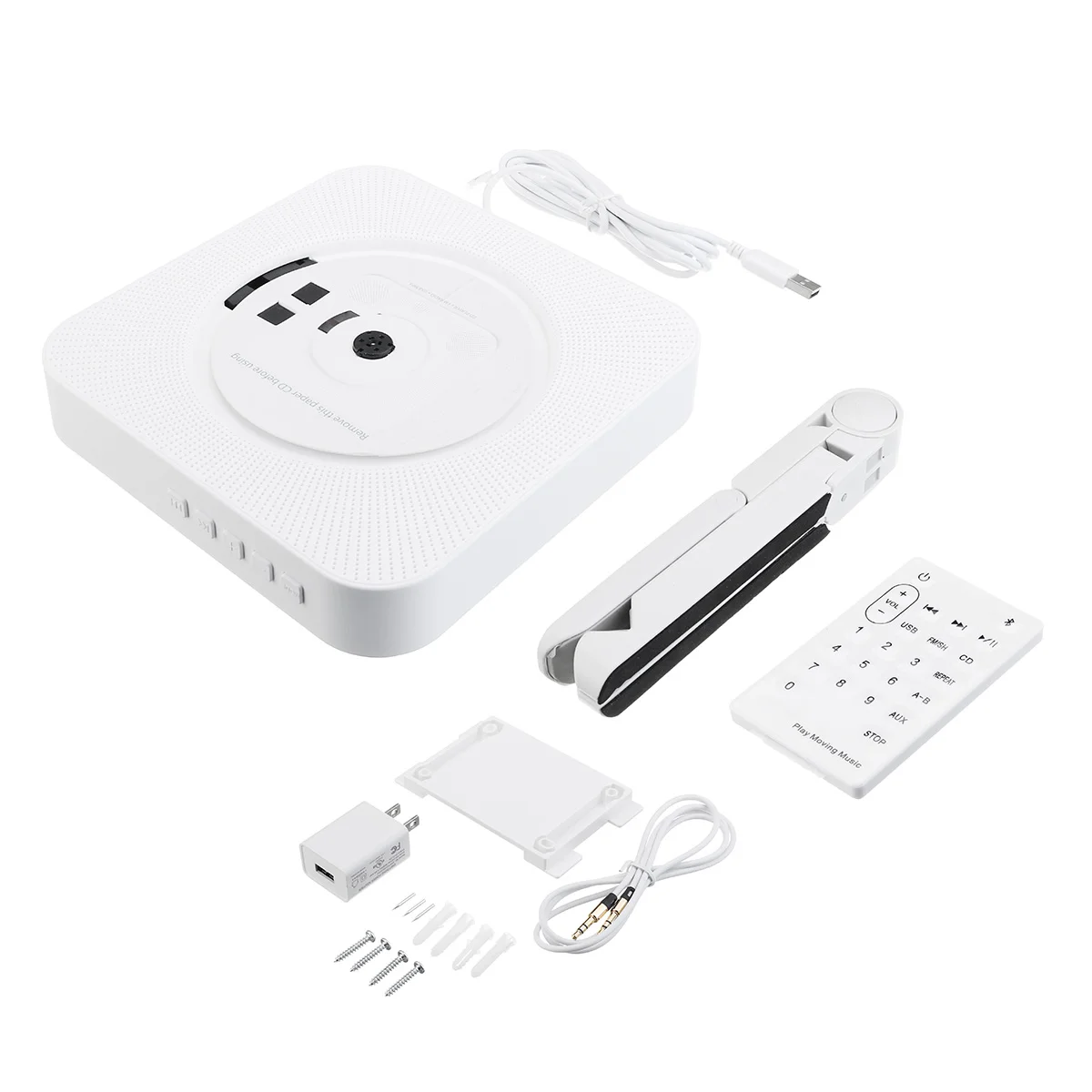 KC-808 Wall Mounted BT CD Player Portable Home Audio Box with Remote Cont